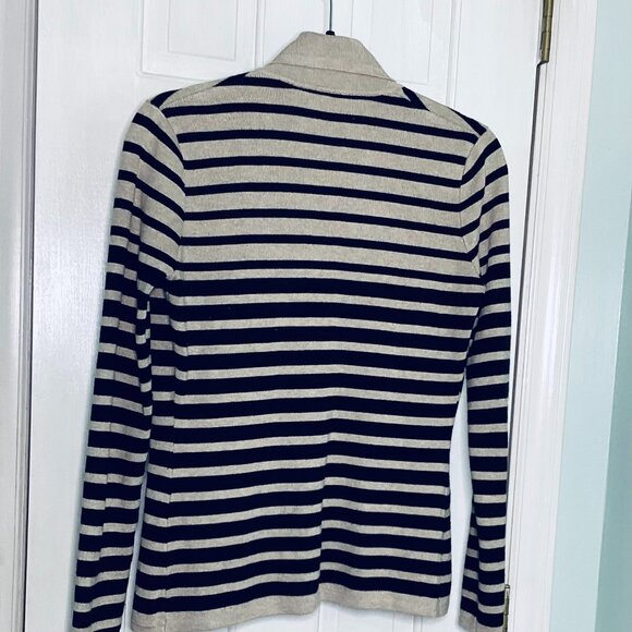 Cyrus Cozy Collared Cardigan Sweater Black + Oatmeal Striped Size Small - Picture 4 of 4